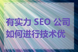 有实力 SEO 公司如何进行技术优化