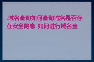 .域名查询如何查询域名是否存在安全隐患_如何进行域名查询