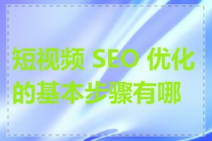 短视频 SEO 优化的基本步骤有哪些