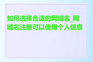 如何选择合适的网域名_网域名注册可以使用个人信息吗