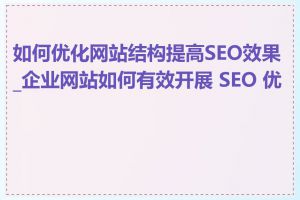 如何优化网站结构提高SEO效果_企业网站如何有效开展 SEO 优化