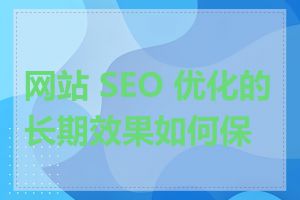 网站 SEO 优化的长期效果如何保持