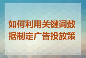 如何利用关键词数据制定广告投放策略