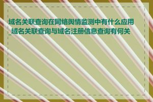 域名关联查询在网络舆情监测中有什么应用_域名关联查询与域名注册信息查询有何关系