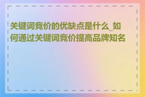 关键词竞价的优缺点是什么_如何通过关键词竞价提高品牌知名度