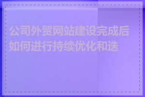 公司外贸网站建设完成后如何进行持续优化和迭代