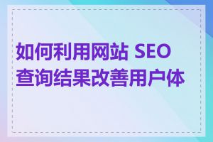 如何利用网站 SEO 查询结果改善用户体验