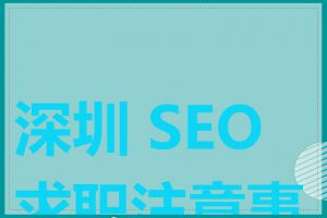 深圳 SEO 求职注意事项