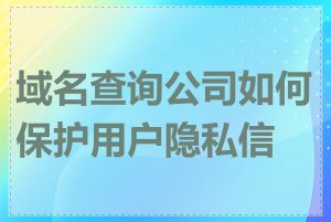 域名查询公司如何保护用户隐私信息