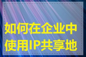 如何在企业中使用IP共享地址