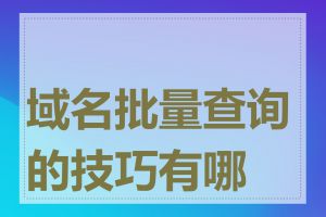 域名批量查询的技巧有哪些