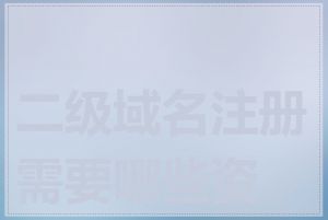 二级域名注册需要哪些资料