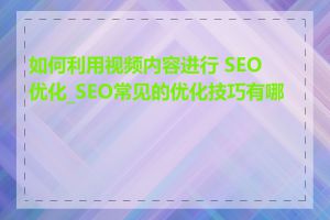 如何利用视频内容进行 SEO 优化_SEO常见的优化技巧有哪些