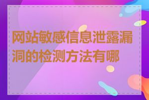 网站敏感信息泄露漏洞的检测方法有哪些