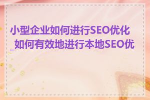 小型企业如何进行SEO优化_如何有效地进行本地SEO优化