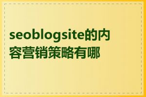 seoblogsite的内容营销策略有哪些