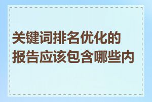 关键词排名优化的报告应该包含哪些内容