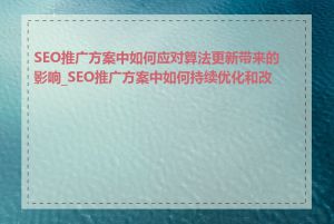 SEO推广方案中如何应对算法更新带来的影响_SEO推广方案中如何持续优化和改进