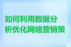 如何利用数据分析优化网络营销策略