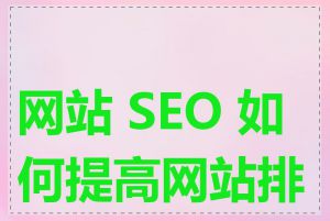 网站 SEO 如何提高网站排名