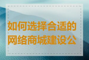 如何选择合适的网络商城建设公司