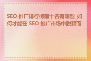 SEO 推广排行榜前十名有哪些_如何才能在 SEO 推广市场中脱颖而出