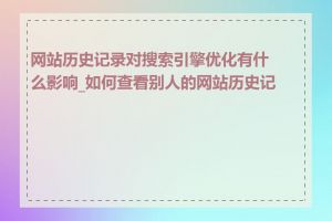 网站历史记录对搜索引擎优化有什么影响_如何查看别人的网站历史记录