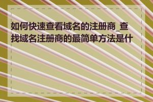 如何快速查看域名的注册商_查找域名注册商的最简单方法是什么