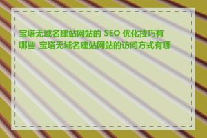 宝塔无域名建站网站的 SEO 优化技巧有哪些_宝塔无域名建站网站的访问方式有哪些