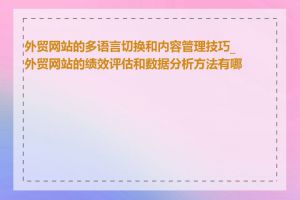 外贸网站的多语言切换和内容管理技巧_外贸网站的绩效评估和数据分析方法有哪些