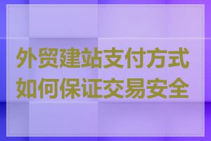 外贸建站支付方式如何保证交易安全性