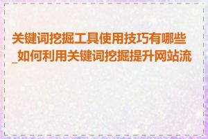 关键词挖掘工具使用技巧有哪些_如何利用关键词挖掘提升网站流量