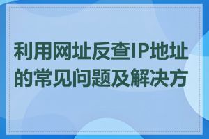 利用网址反查IP地址的常见问题及解决方法