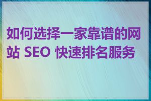 如何选择一家靠谱的网站 SEO 快速排名服务商