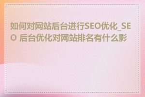 如何对网站后台进行SEO优化_SEO 后台优化对网站排名有什么影响