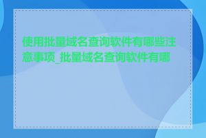 使用批量域名查询软件有哪些注意事项_批量域名查询软件有哪些