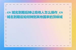 cn 域名到期后转让给他人怎么操作_cn 域名到期后如何转到其他国家的顶级域名