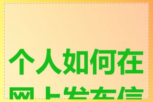 个人如何在网上发布信息