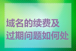 域名的续费及过期问题如何处理