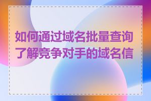 如何通过域名批量查询了解竞争对手的域名信息