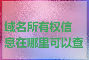 域名所有权信息在哪里可以查看