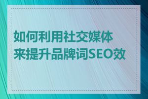 如何利用社交媒体来提升品牌词SEO效果