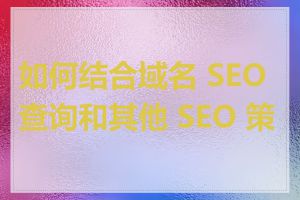 如何结合域名 SEO 查询和其他 SEO 策略