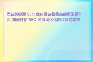 网站关键词 SEO 优化排名收费高的原因是什么_如何评估 SEO 关键词优化的收费成本效益