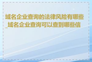 域名企业查询的法律风险有哪些_域名企业查询可以查到哪些信息