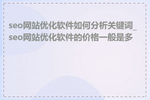 seo网站优化软件如何分析关键词_seo网站优化软件的价格一般是多少