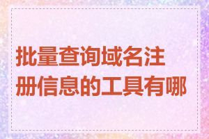 批量查询域名注册信息的工具有哪些