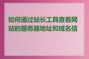 如何通过站长工具查看网站的服务器地址和域名信息