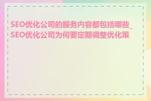 SEO优化公司的服务内容都包括哪些_SEO优化公司为何要定期调整优化策略