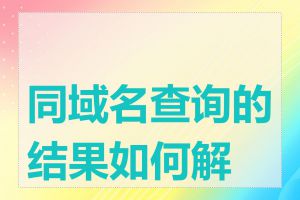 同域名查询的结果如何解读